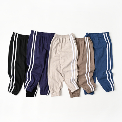 儿童纯棉防蚊裤 男女童侧条收口长裤 夏凉裤 灯笼裤中大童 新款