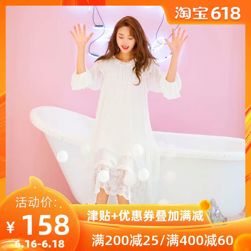 法国公主风睡裙女夏蕾丝性感仙女风莫代尔长裙睡衣裙可外穿春秋款|ruв категории Нижнее белье, платье - от Buy2taobao.com для оказания профессиональной услуги покупки агента Taobao