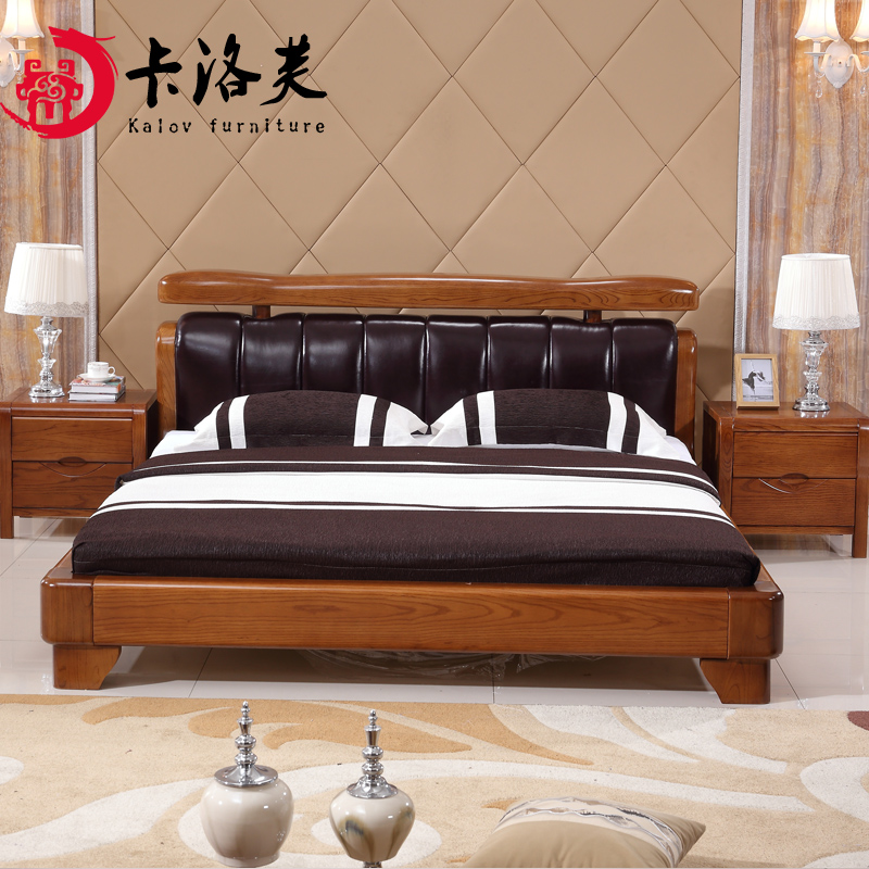 Thick Ash All solid wood Double bed Solid wood bed 1.81.5 Big bed bedroom furniture PK Elm bedin the Residential furniture , Beds , Solid wood bed category - from Buy2taobao.com to provide professional Taobao agent buy service