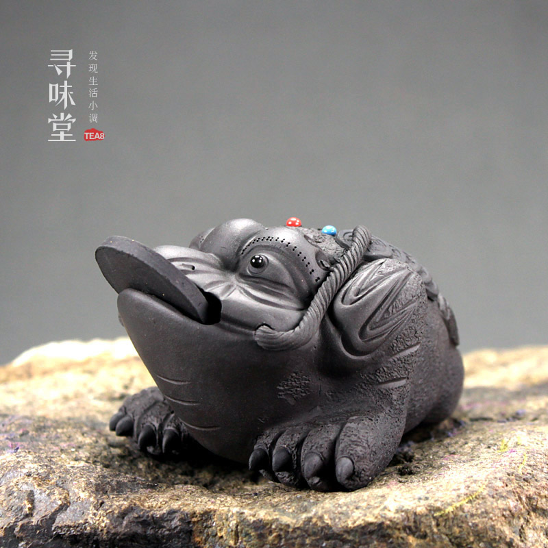 正品宜兴紫砂七彩珠三足招财金蟾茶宠/段泥手工茶玩 可养茶盘摆件|ruв категории посуда, чайный сервиз, чай питомца украшения - от Buy2taobao.com для оказания профессиональной услуги покупки агента Taobao