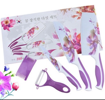 蔷薇印花套刀5件套 刀具套装 厨房刀具礼盒套装 礼品刀|msdalam kategori dapur/memasak Appliances, memasak Appliances, alat, Satu set lengkap pisau dapur - dari Buy2taobao.com untuk memberikan perkhidmatan ejen Taobao profesional membeli