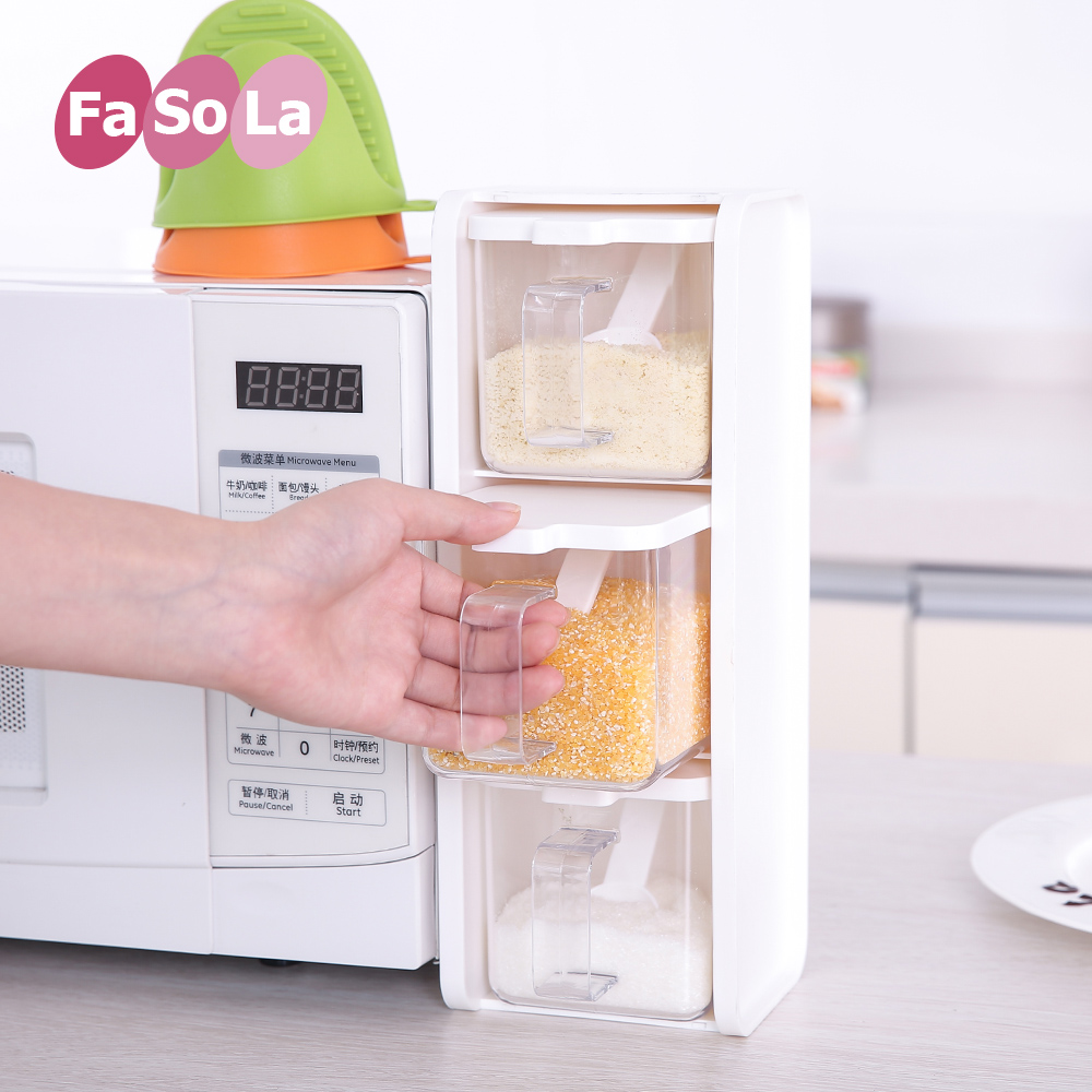 FaSola创意厨房用品调味罐套装塑料调料盒立式盐罐糖罐调料收纳盒|ruв категории кухня/посуда, кухонный Гаджет/кухня хранения, тарного хранения/кухня хранения посуды, приправы бутылки - от Buy2taobao.com для оказания профессиональной услуги покупки агента Taobao