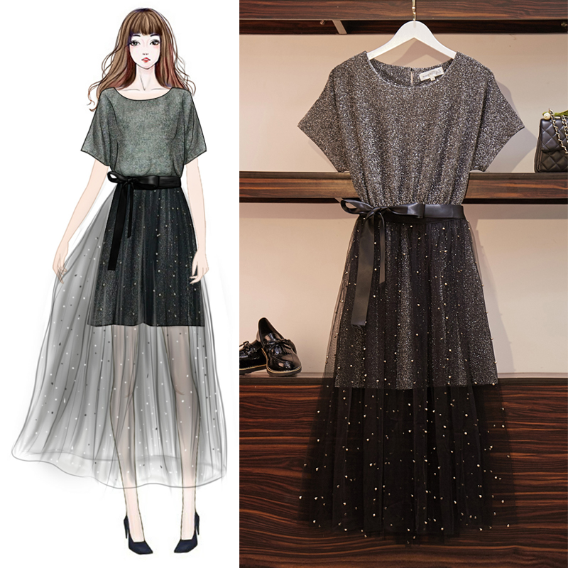 2019 Summer wear new pattern Fat sister Large Dress Two piece set By age Western style Jacobs Suit skirtin the Women's clothing/Boutique , Large size women category - from Buy2taobao.com to provide professional Taobao agent buy service
