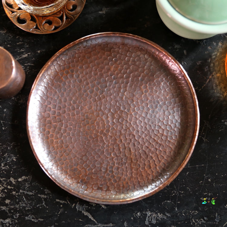 喜余生活馆红铜圆泉盘17 19cm茶盘茶托手打简约厚重小资风格3D197|ruв категории посуда, чайный сервиз, чайный поднос - от Buy2taobao.com для оказания профессиональной услуги покупки агента Taobao