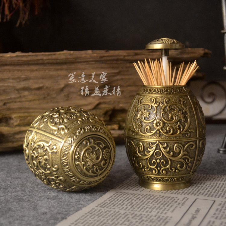 Boutique Retro European style Toothpick box Bronze Toothpick Holder To fake something antique Toothpick cup Home Furnishing hotel Decorationin the Storage consolidation , Home Storage appliances , Storage tank , Toothpick Holder category - from Buy2taobao.com to provide professional Taobao agent buy service