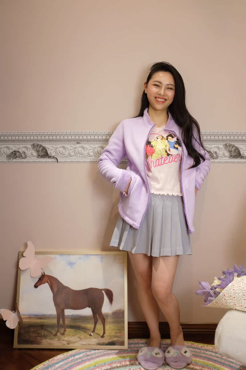 SPOON tender girl Fleece zipper Hit color coat Jacket Two color into)in the Personalized custom/Design Services/DIY , Custom clothing bags , Custom clothing , Sweater customization category - from Buy2taobao.com to provide professional Taobao agent buy service