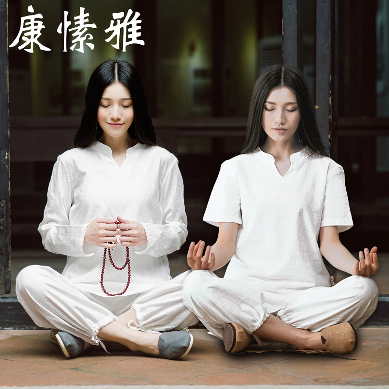 禅修服女春夏禅意女装棉麻套装中国风居士茶禅服瑜伽服装佛系白色在类目 运动/瑜伽/健身/球迷用品, 瑜伽, 瑜伽服中 - 来自Buy2taobao.com提供专业的淘宝代购服务