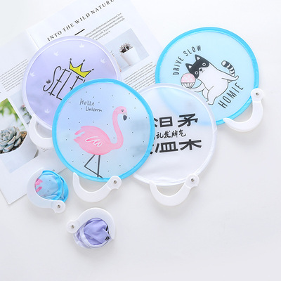 可爱圆扇迷你折叠团扇小扇子布面绢扇旅游日式和风折扇包包小扇子