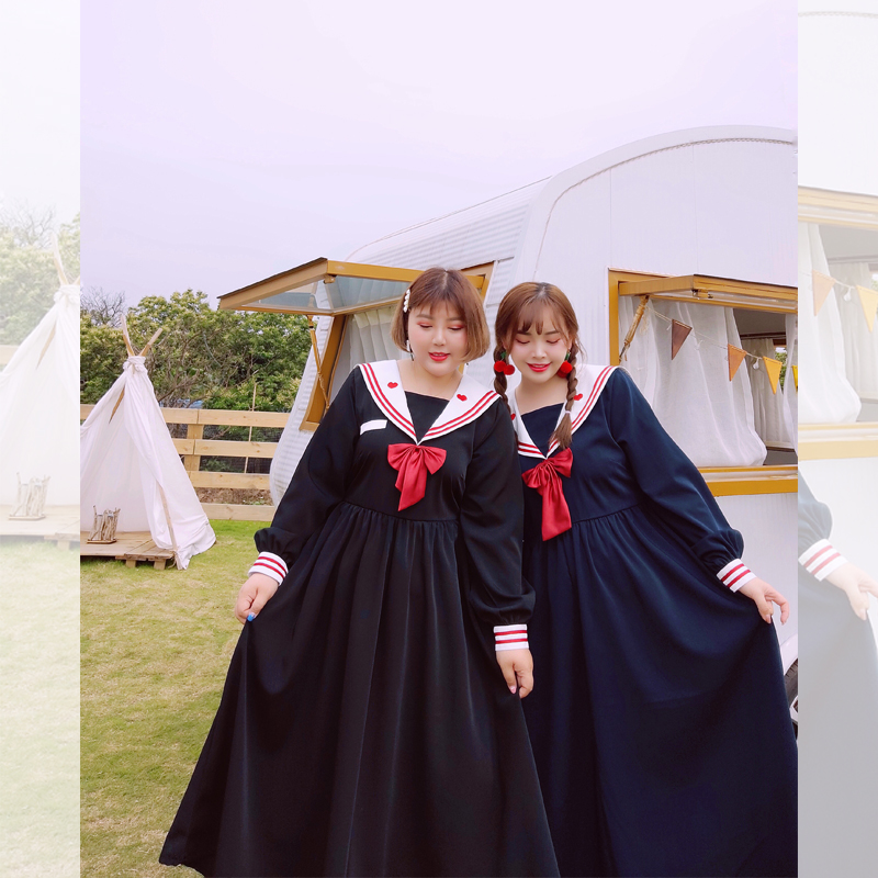 硬糖大码原创胖mm日系定制jk制服遮肚显瘦连衣裙女水手海军服长裙|msdalam kategori Butik wanita / wanita, wanita saiz besar - dari Buy2taobao.com untuk memberikan perkhidmatan ejen Taobao profesional membeli