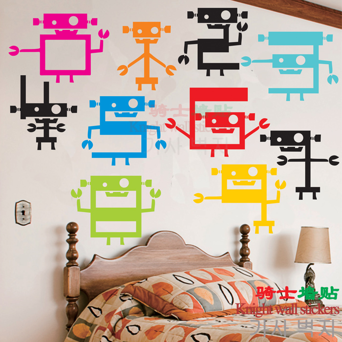 数字变形机器人墙贴纸儿童房装饰画幼儿园教室背景墙贴纸贴画y290