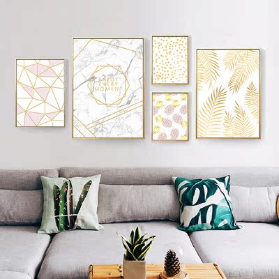 modern Simplicity a living room Decorative painting golden Northern Europe style Home Furnishing sofa Background wall combination Hanging picture Restaurant muralin the Home accessories , Decorative painting , Modern decorative painting category - from Buy2taobao.com to provide professional Taobao agent buy service