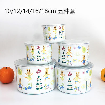 Enamel Enamel 10/12/14/16/18CM Refrigerator Fresh Bowl raise Ice Bowl children snacks flaw Handlein the Tableware , Fresh container/Fresh Containers , Crisper category - from Buy2taobao.com to provide professional Taobao agent buy service