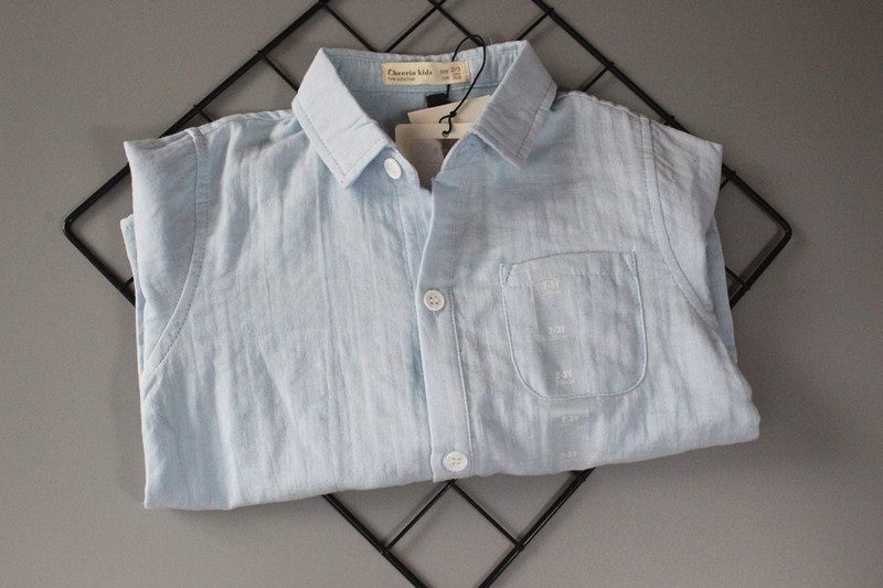 Spring and summer Boy pure cotton double-deck Cotton Light blue shirt ventilation Long sleeve shirtin the Children/Baby/Family fitted , Shirt category - from Buy2taobao.com to provide professional Taobao agent buy service