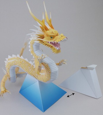 立体折纸手工制作模型剪纸 中国神龙折纸 中国龙 龙摆件 3d纸模