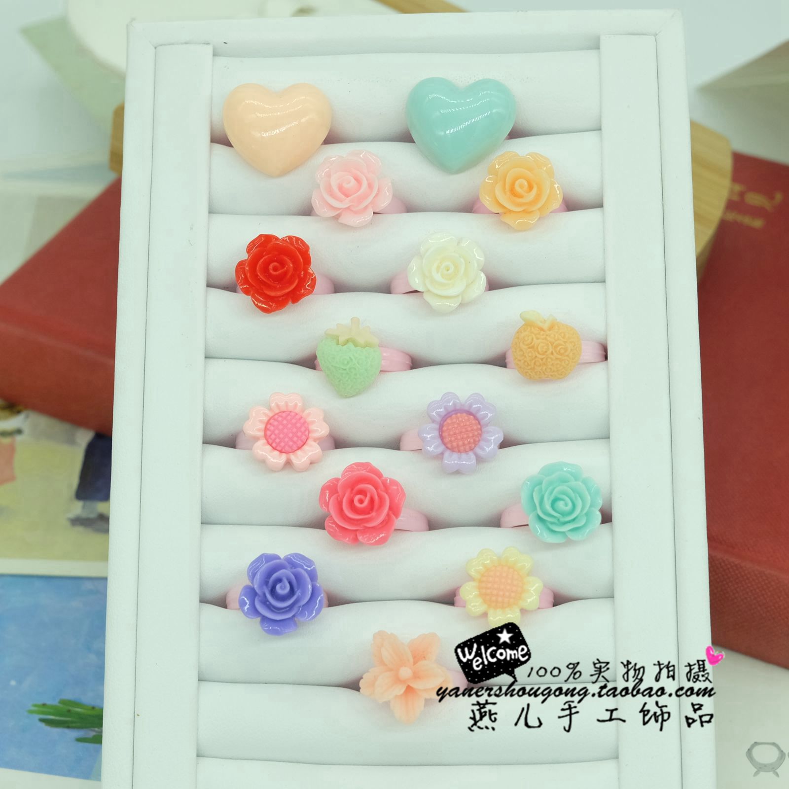 3儿童戒指 花朵卡通塑料玩具戒指 女童公主饰品 小孩指环小戒指|msdalam kategori Aksesori/Barang Kemas Fesyen, Ring/Ring - dari Buy2taobao.com untuk memberikan perkhidmatan ejen Taobao profesional membeli