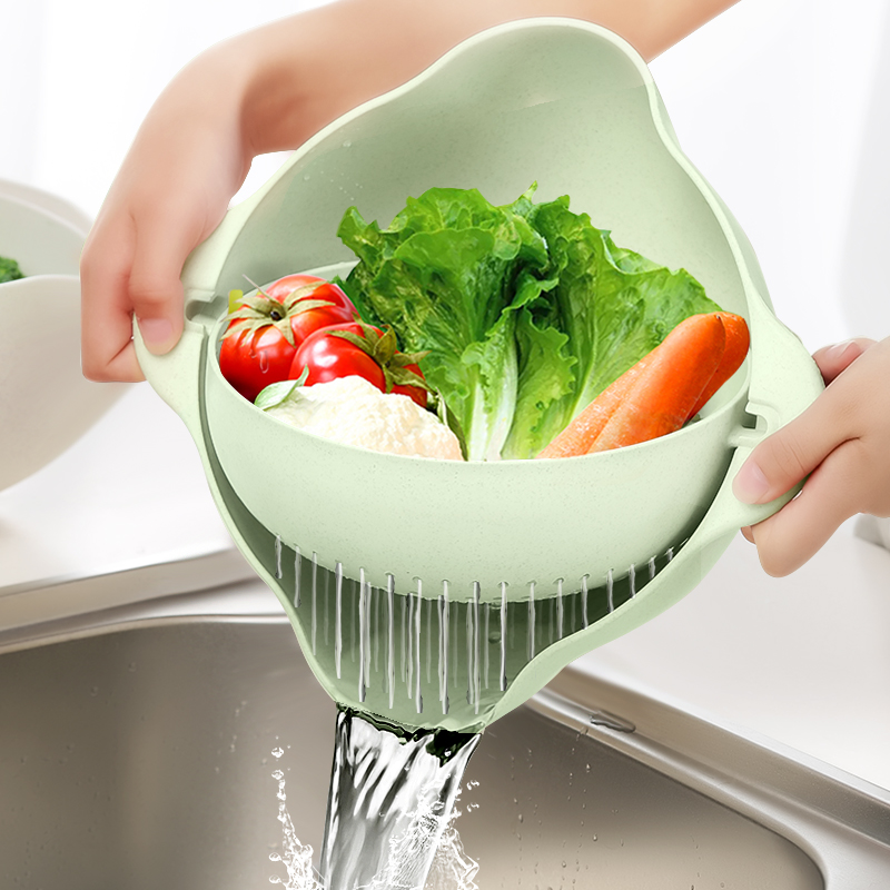 洗菜盆沥水篮双层洗水果洗菜篮子塑料厨房淘米客厅创意家用水果盘|msdalam kategori pinggan mangkuk, pinggan mangkuk, mangkuk buah-buahan/plat buah-buahan/bakul buah-buahan - dari Buy2taobao.com untuk memberikan perkhidmatan ejen Taobao profesional membeli