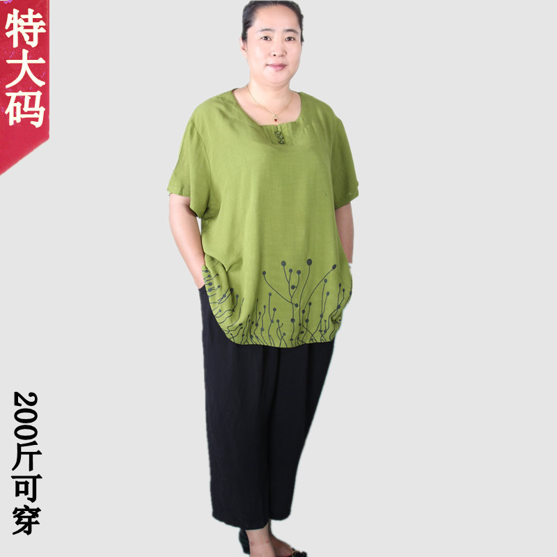 胖体女装中老年夏装200斤肥婆衣服加肥大妈妈装棉麻短袖两件套装|ruв категории Женская одежда, в пожилых женщин - от Buy2taobao.com для оказания профессиональной услуги покупки агента Taobao