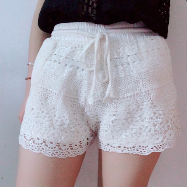 蕾丝钩花短裤女夏学生2018新款宽松休闲高腰松紧三分裤女外穿百搭|ruв категории Женская одежда, брюки, брюки - от Buy2taobao.com для оказания профессиональной услуги покупки агента Taobao