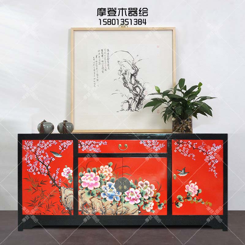 中式鞋柜彩绘储物柜门厅柜入户柜客厅电视柜餐边柜玄关柜仿古家具|msdalam kategori perabot kediaman, kabinet, kotak kasut - dari Buy2taobao.com untuk memberikan perkhidmatan ejen Taobao profesional membeli