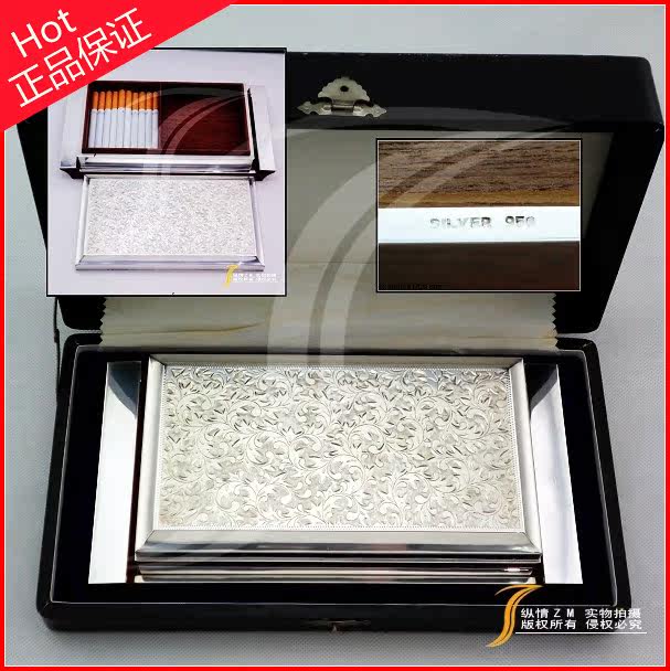 西洋古董 早期日本手工雕花纯银古董烟盒（原配包装超靓品）