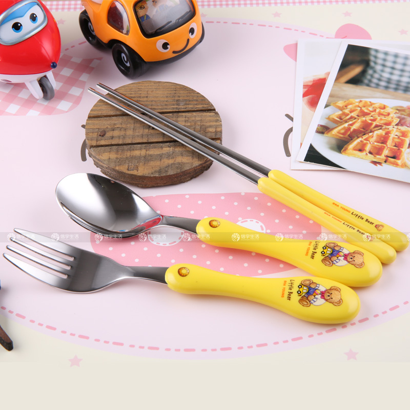 Clearance the republic of korea Imported student children Portable tableware resin Stainless steel chopsticks Spoon fork Love Teddyin the Tableware , Tableware , Fork/Spoon/Chopsticks set category - from Buy2taobao.com to provide professional Taobao agent buy service