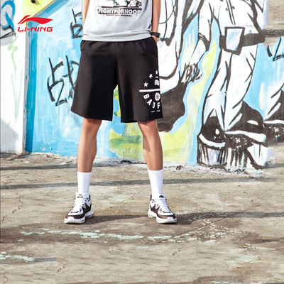 李宁短裤卫裤男士篮球系列吸湿棉质短装夏季运动裤D