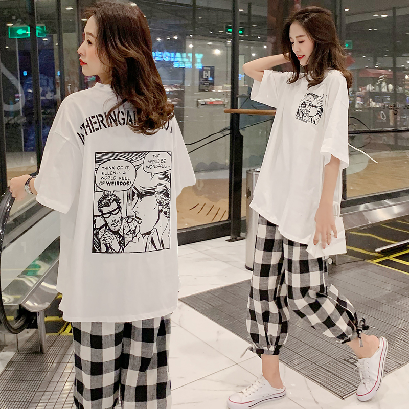 pure cotton pregnant woman suit summer 2019 have more cash than can be accounted for t-shirt Nine points Plaid pants pregnant woman Two piece set Exorcismin the Maternity/Maternal supplies/Nutrition , Maternity , Set category - from Buy2taobao.com to provide professional Taobao agent buy service