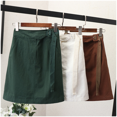 包邮 2019春季时尚百搭A字裙系腰带女士短裙韩版靴裙女45667