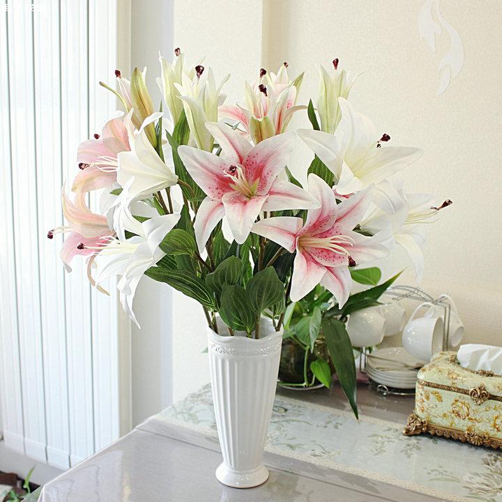 2支包郵手感單支仿真花束百合花客廳擺設裝飾假花插花塑料花擺件在類目 鮮花速遞/花卉仿真/綠植園藝, 仿真花/綠植/蔬果成品(新), 仿真花中 - 來自Buy2taobao.com提供專業的淘寶代購服務