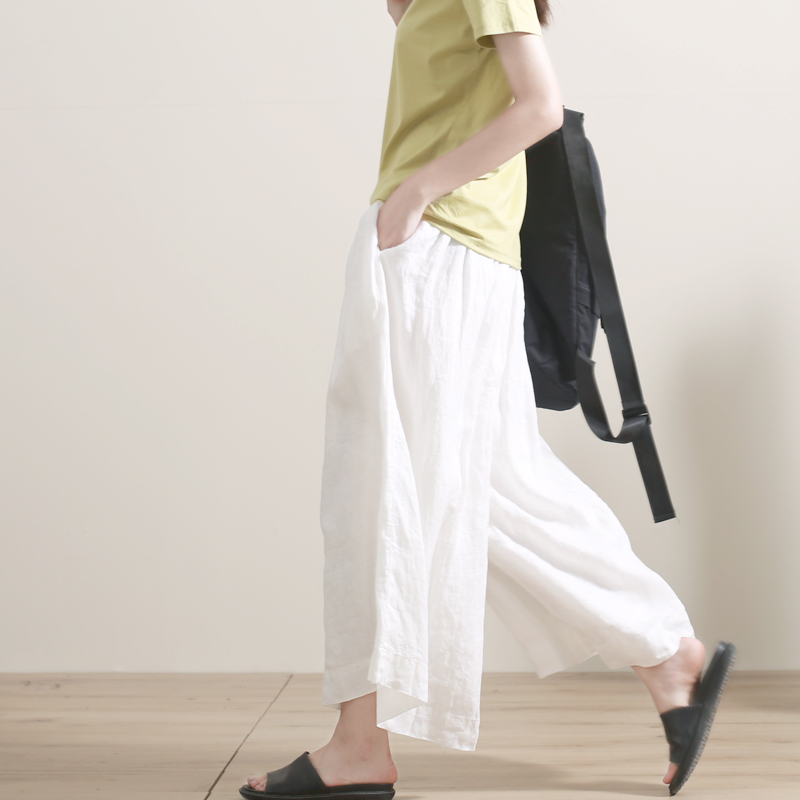 Valley home Lithe comfortable Easy Cotton and hemp style Wide leg pants 2019 summer new pattern Flax Culotte liningin the Women's clothing/Boutique , Skirts category - from Buy2taobao.com to provide professional Taobao agent buy service