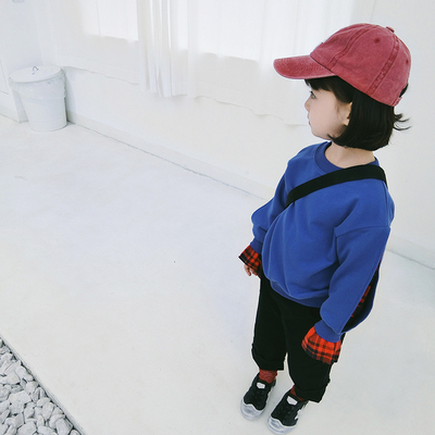 女童秋装2018新款拼色卫衣假两件中小童韩版长袖撞色上衣儿童装潮