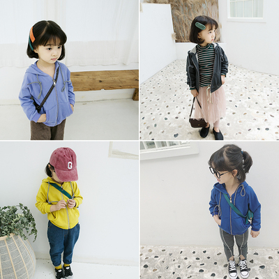 女童秋装新款外套秋季2018韩版潮中小童男童连帽卫衣长袖上衣儿童