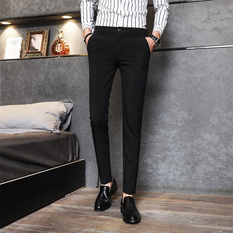 男士修身商务大码长裤职业黑色休闲西裤青年正装上班小伙百搭小脚在类目 男装, 休闲裤中 - 来自Buy2taobao.com提供专业的淘宝代购服务
