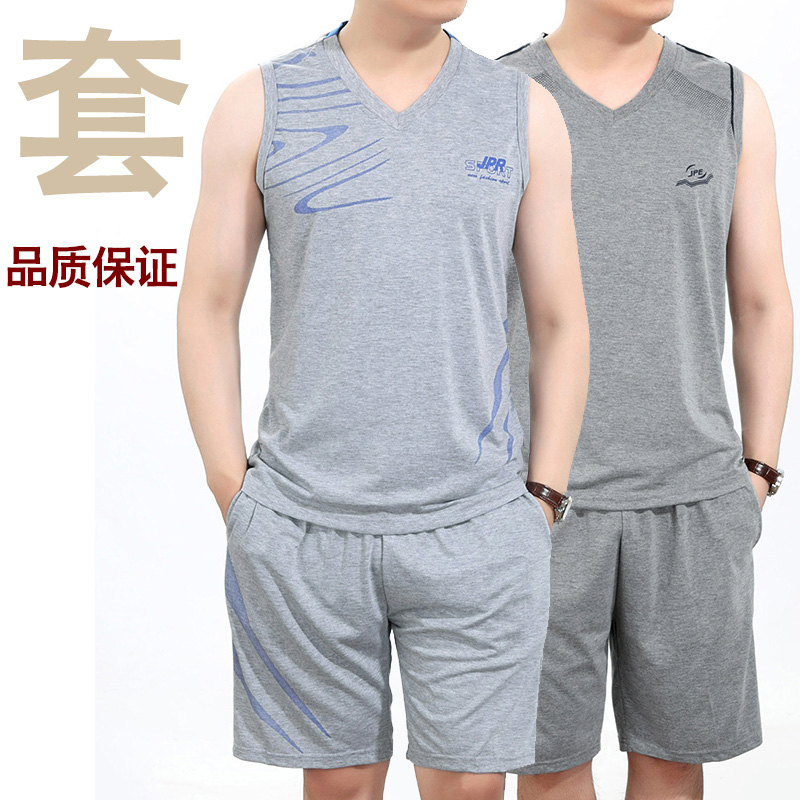 middle age dad Sports suit Sleeveless blouse shorts Two piece set Middle and old age Casual sportswear V-neck jacketin the Men's clothing, Set , Leisure sports suit category - from Buy2taobao.com to provide professional Taobao agent buy service