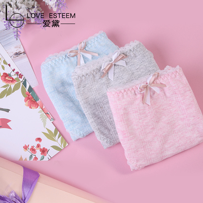 爱黛2018春夏新品精美提花可爱舒适棉质3条装组合三角内裤A7095H