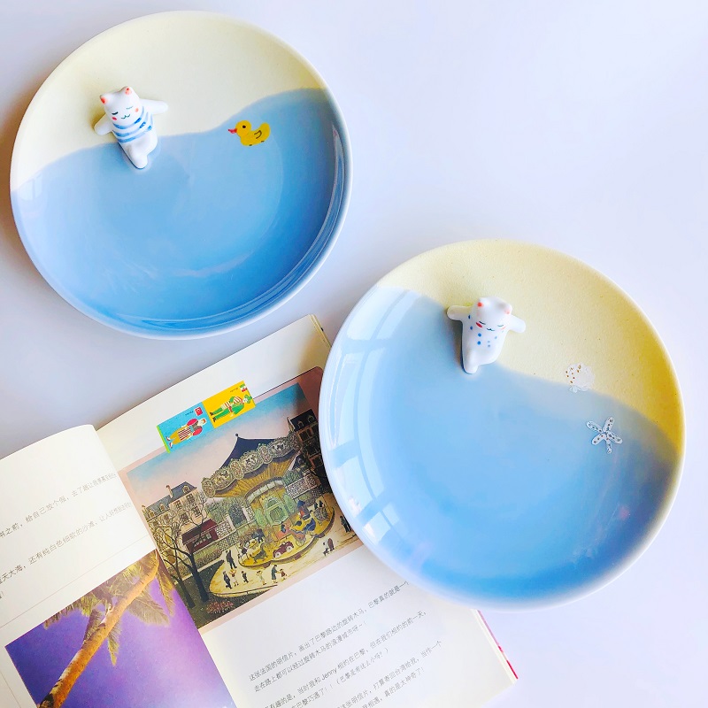 originality Hand drawn Kitty Dinner plate three-dimensional animal Breakfast tray lovely Cartoon ceramics Cake Fruit dish Afternoon Tea mealin the Tableware , Tableware , Plate category - from Buy2taobao.com to provide professional Taobao agent buy service