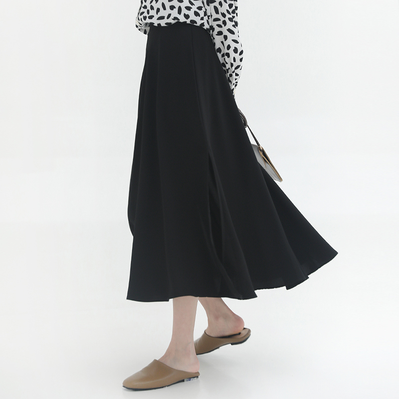 Jin Daban read all the books 2019 spring clothes new pattern Hong Kong flavor black chic Split ends a word Body Umbrella skirt Mid length versionin the Women's clothing/Boutique , Skirts category - from Buy2taobao.com to provide professional Taobao agent buy service