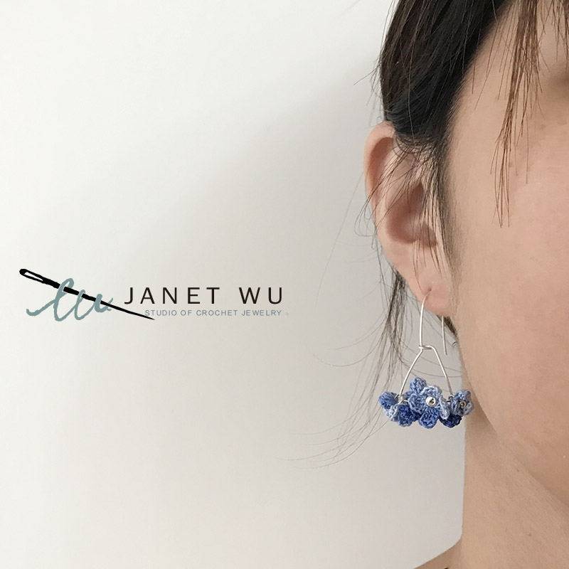 JANETWU|夏日藍色花團美膩耳環 鈎織飾品 原創首飾設計小清新禮物在類目 飾品/流行首飾/時尚飾品新, 耳飾, 耳環中 - 來自Buy2taobao.com提供專業的淘寶代購服務