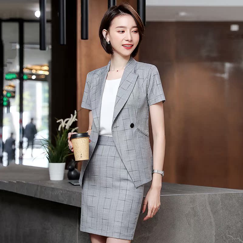格子西服套裝女套裙夏季制服工作服職業裝時尚空姐OL工裝商務正裝在類目 女裝/女士精品, 套裝/學生校服/工作制服, 職業女裙套裝中 - 來自Buy2taobao.com提供專業的淘寶代購服務