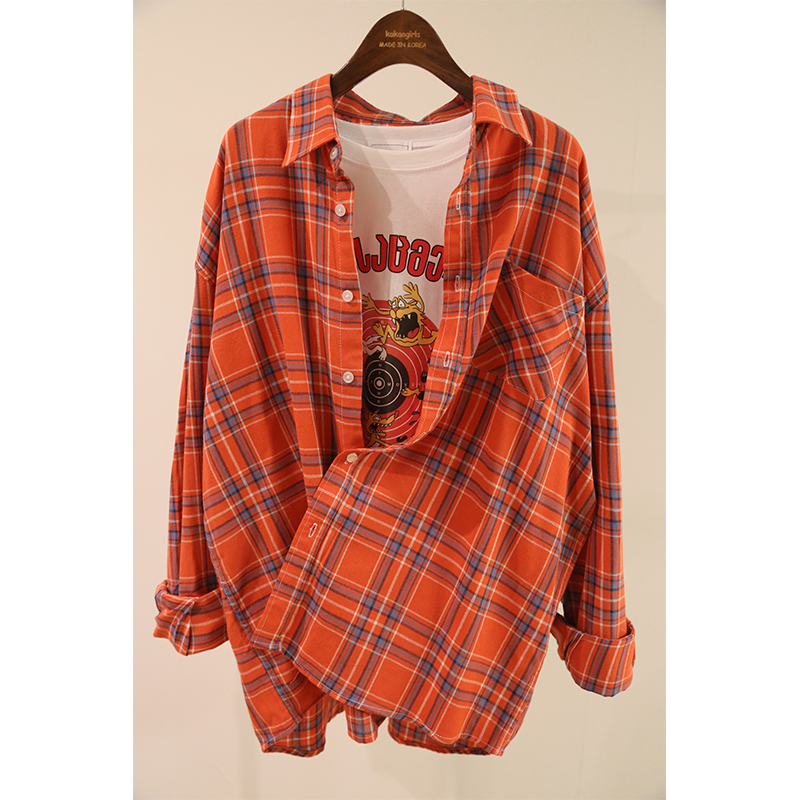 the republic of korea East Agency purchase 2019 new pattern Spring Women's wear Easy Large Lovers money oversize Plaid Shirtin the Women's clothing/Boutique , Shirt category - from Buy2taobao.com to provide professional Taobao agent buy service