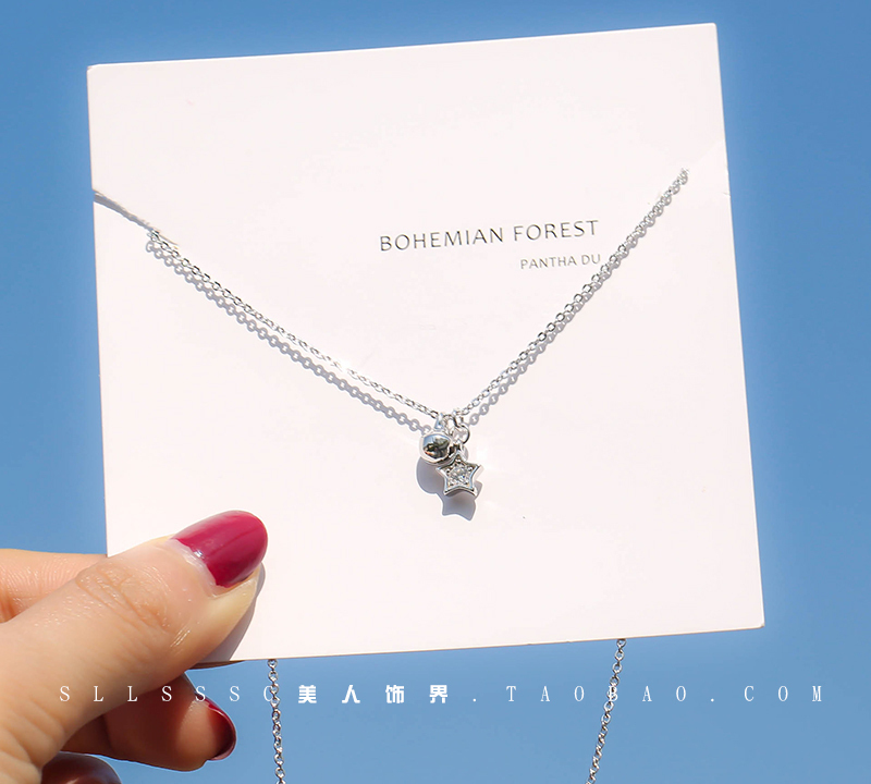 Beauty dressing world s925 Sterling Silver Diamond Small bell Necklace Simplicity temperament Clavicle chain Pentagon star Pendant giftin the Accessories/Fashion Jewelry, Pendant/Pendant category - from Buy2taobao.com to provide professional Taobao agent buy service