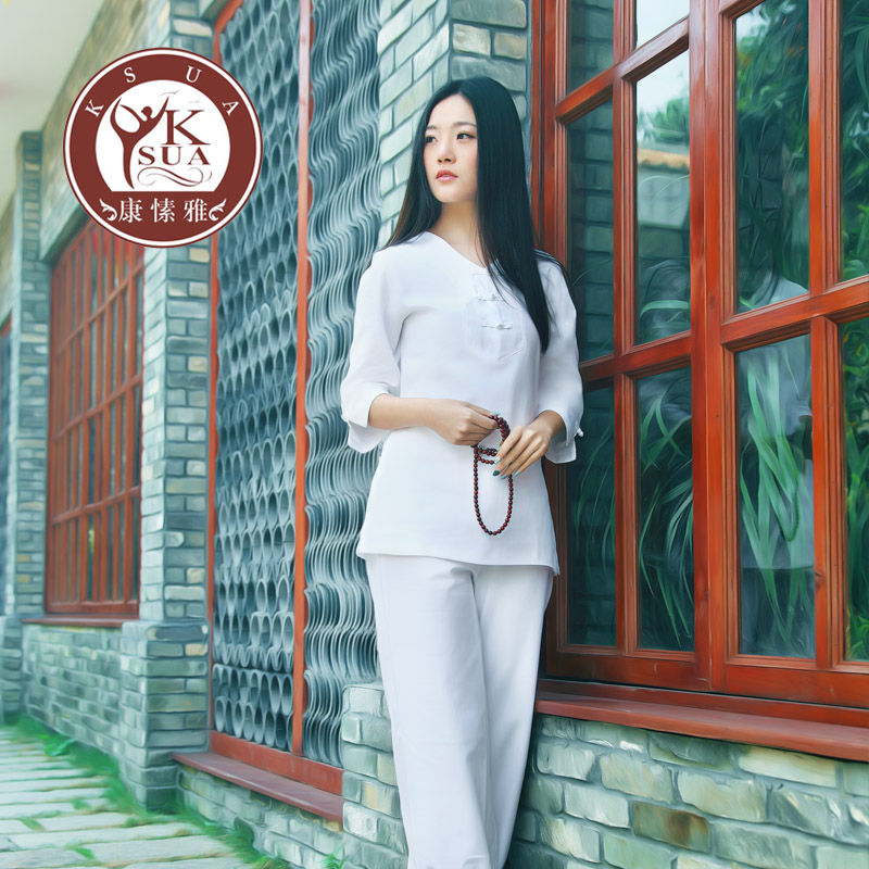 康愫雅白色棉麻瑜伽服套裝女寬松夏季禅修服居士服女太極服中國風在類目 運動/瑜伽/健身/球迷用品, 瑜伽, 瑜伽服中 - 來自Buy2taobao.com提供專業的淘寶代購服務
