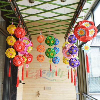 小学幼儿园吊饰挂饰教室走廊布置手工diy泡沫花球庆典