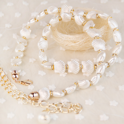 金属水钻腰链配连衣裙装饰细腰带性感链条简约风百搭时尚贝壳腰链