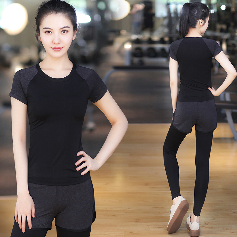 Short sleeved summer Yoga suit suit Gym Thin section 019 new pattern False two trousers run motionin the Sports/Yoga/Fitness/Fans supplies , Yoga , Yoga clothes category - from Buy2taobao.com to provide professional Taobao agent buy service