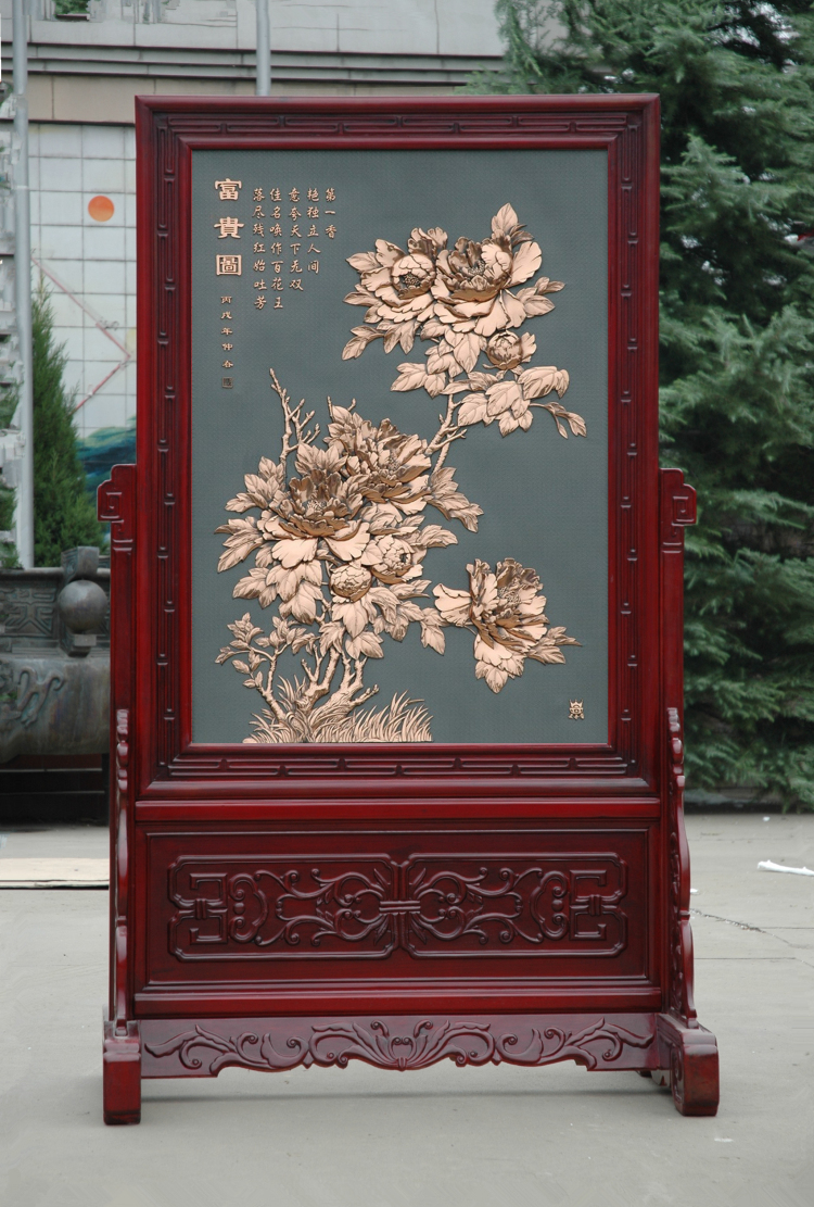 高档紫铜浮雕红木屏风富贵图开业送礼玄关隔断大厅摆件铜画礼品在类目 商业/办公家具, 办公家具, 屏风隔断, 办公屏风/隔断中 - 来自Buy2taobao.com提供专业的淘宝代购服务