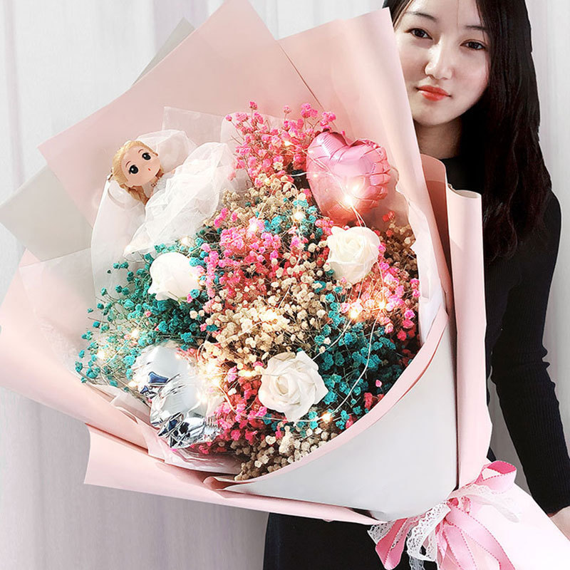 Colorful Gypsophila natural Dry bouquet Crystal Grass rose Super large Bouquet of flowers Valentine's Day graduation birthday giftin the Flower delivery/Flowers simulation/Plants gardening , Cartoon flower/Chocolate Flower (New) , Cartoon flower category - from Buy2taobao.com to provide professional Taobao agent buy service