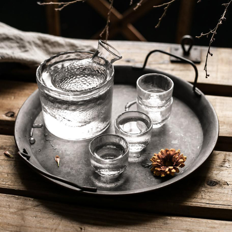 妙HOME日式创意锤纹玻璃酒具清酒杯温酒器一壶四杯壶套装白酒黄酒|ruв категории посуда, до дна/бокал/вино, бокал - от Buy2taobao.com для оказания профессиональной услуги покупки агента Taobao