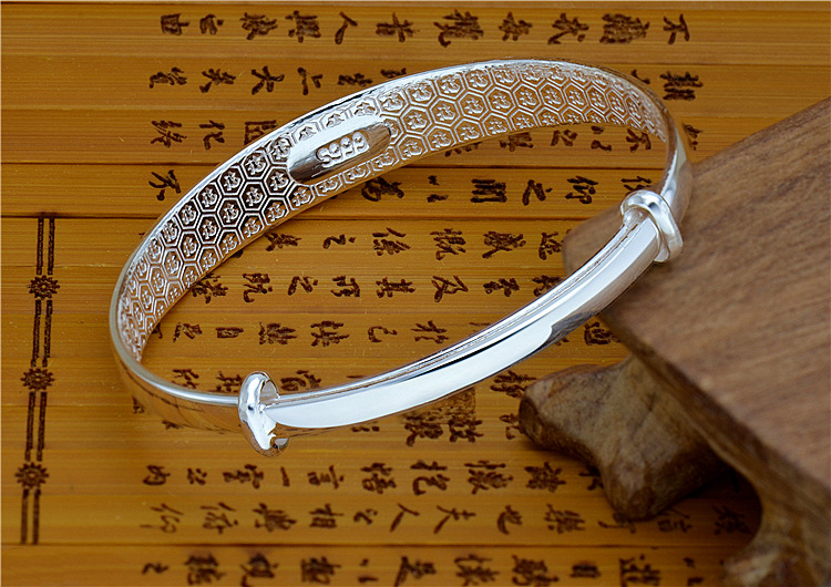 Official Flagship store quality goods Silver bracelet s999 Smooth Sterling Silver fashion Simplicity Push pull men and women gift Send momin the Accessories/Fashion Jewelry, Bracelet category - from Buy2taobao.com to provide professional Taobao agent buy service