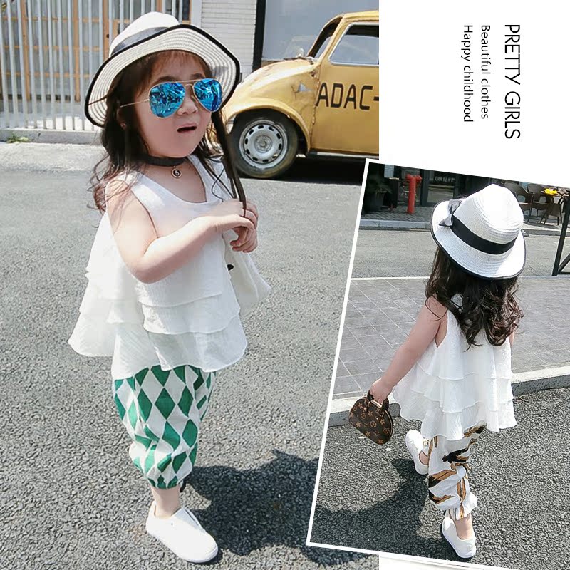 2019 summer new pattern Sleeveless girl Baby unlined upper garment Western style cotton material baby jacket white vest Cake Shirt dressin the Children/Baby/Family fitted , Shirt category - from Buy2taobao.com to provide professional Taobao agent buy service